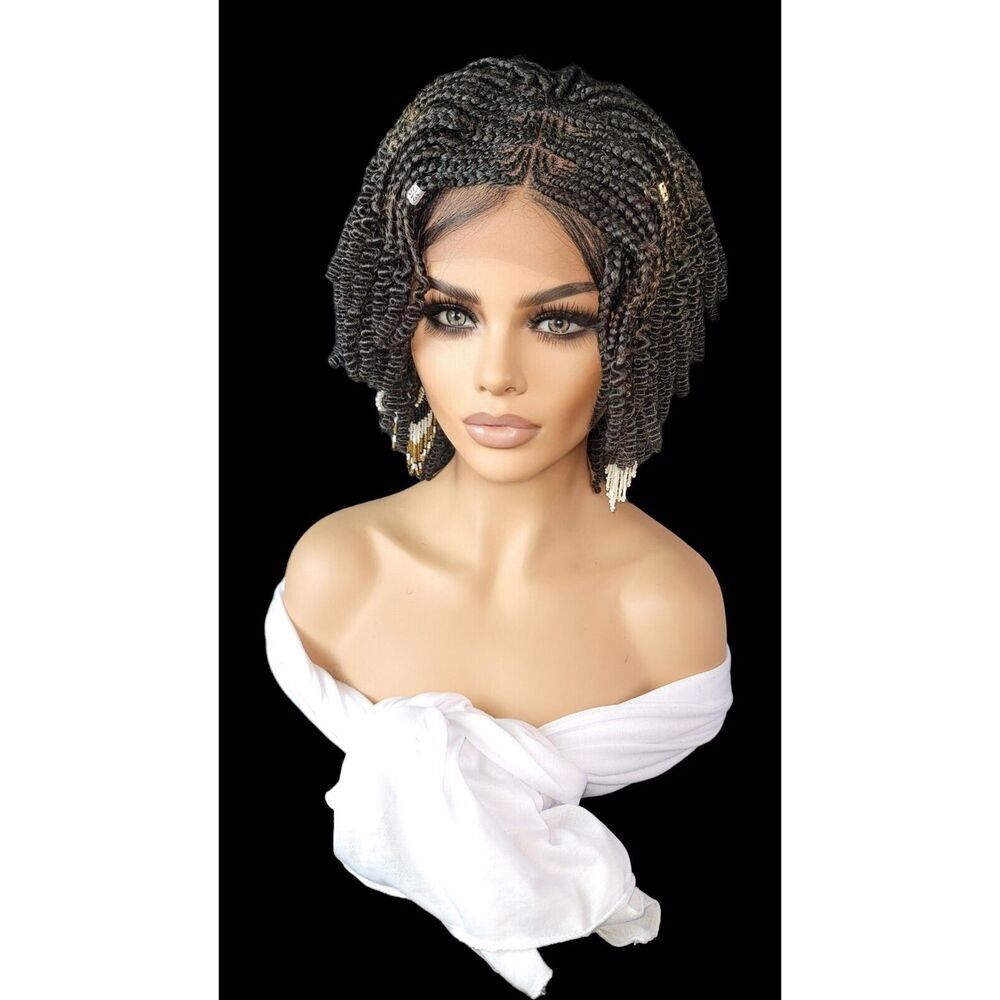 Braided Wig Handmade Micro Millions Braids, Short Kinky Twists, NWT, Short - Picture 6 of 15